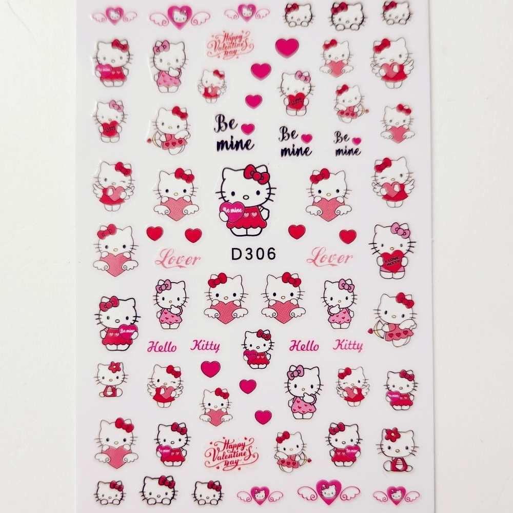 ⭐4/$15 Be Mine Hello Kitty Nail Art Stickers